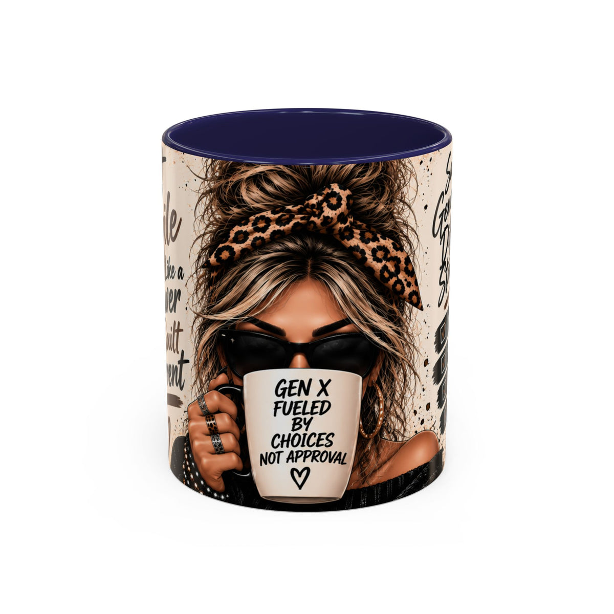Gen X Coffee Mug - "Gen X Fueled by Choices Not Approval" Leopard Accent Mug