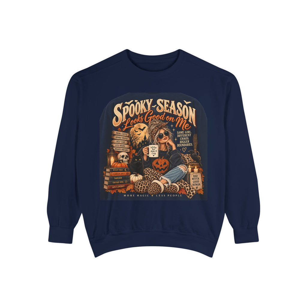 Spooky Season Looks Good on Me Sweatshirt | Vintage Gen X Halloween Crewneck