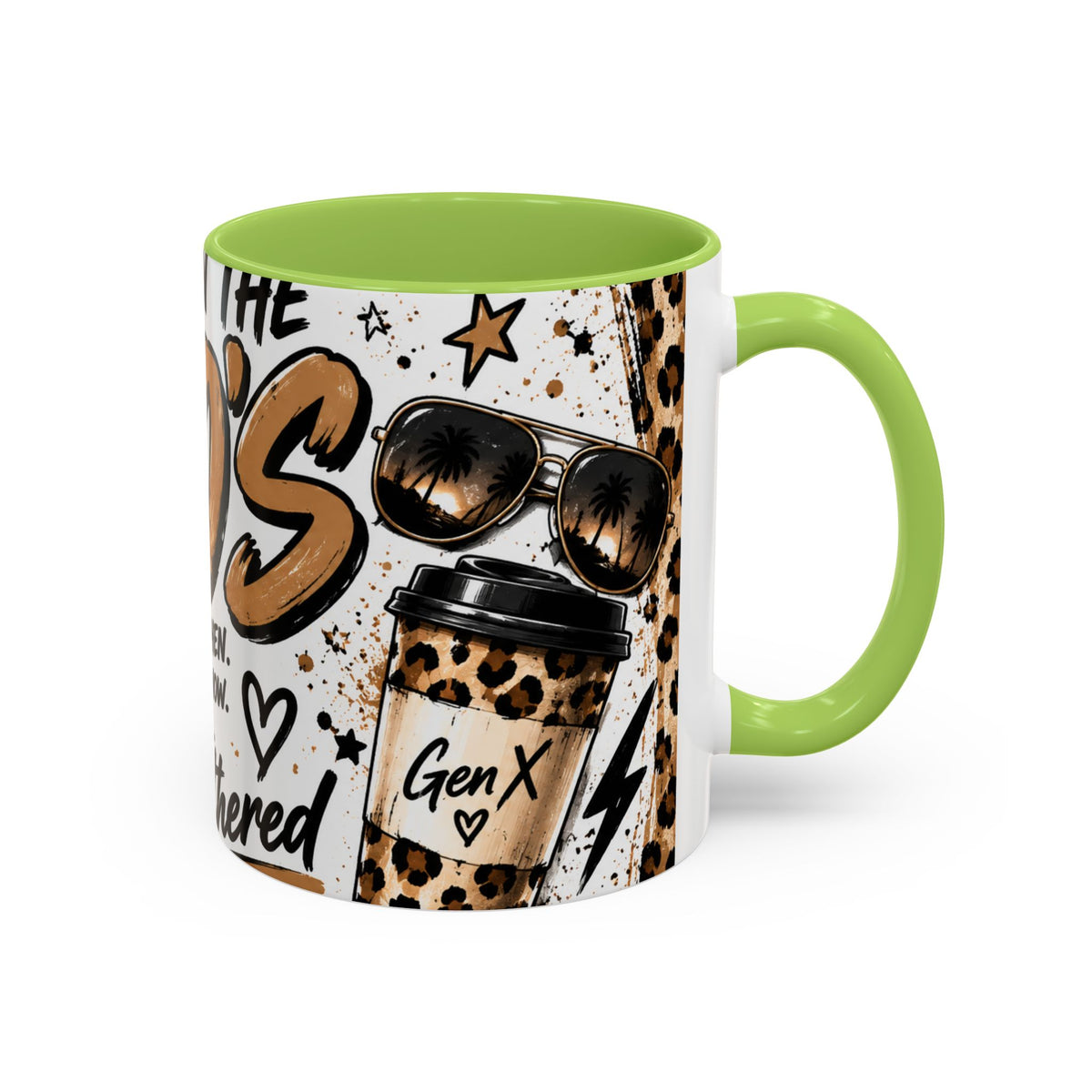 Built in the 80's Coffee Mug — Retro Gen X Leopard Travel Cup Design (11/15oz)